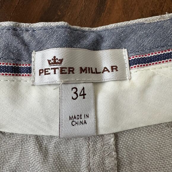 PETER MILLAR Chino Pants Beige Linen Straight Leg Work Trouser Y2K - Picture 8 of 13